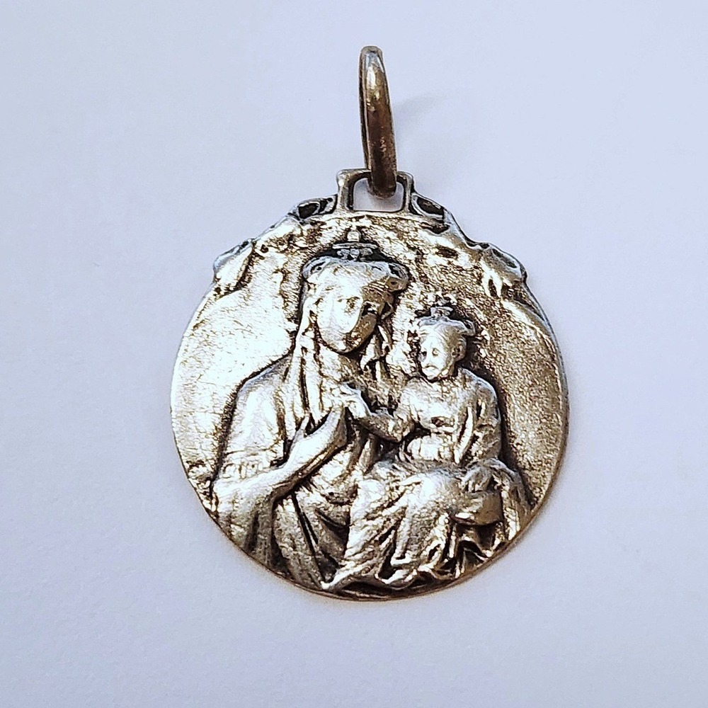 Vtg Our Lady Of Mt. Carmel "Virgen Del Carmen" Medal Pendant 800 Silver